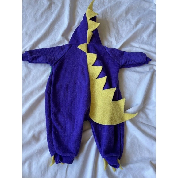 VTG BABY GRO KAPART Romper Sleeper Small Green Purple Dinosaur Alligator 0-3 mo - Picture 9 of 9
